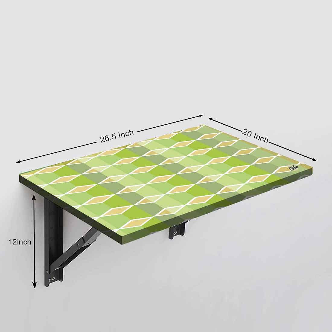 Wall Mounted Folding Study Table Desk - Green Geometric Nutcase