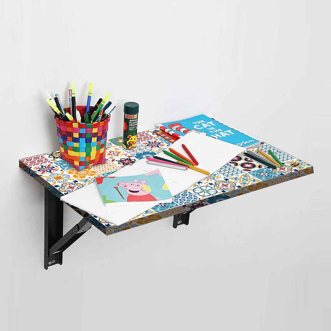 Wall Mounted Modern Work Table  - Spanish Tile Style Nutcase