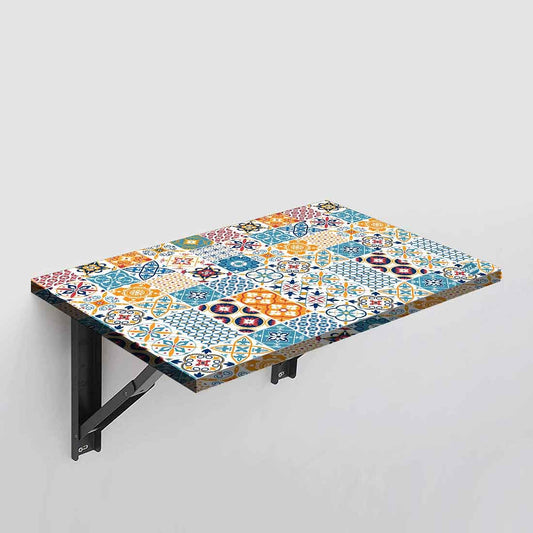 Wall Mounted Modern Work Table  - Spanish Tile Style Nutcase