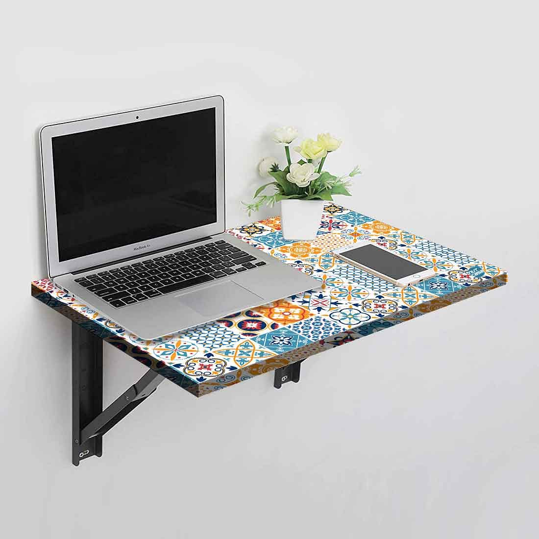 Wall Mounted Modern Work Table  - Spanish Tile Style Nutcase