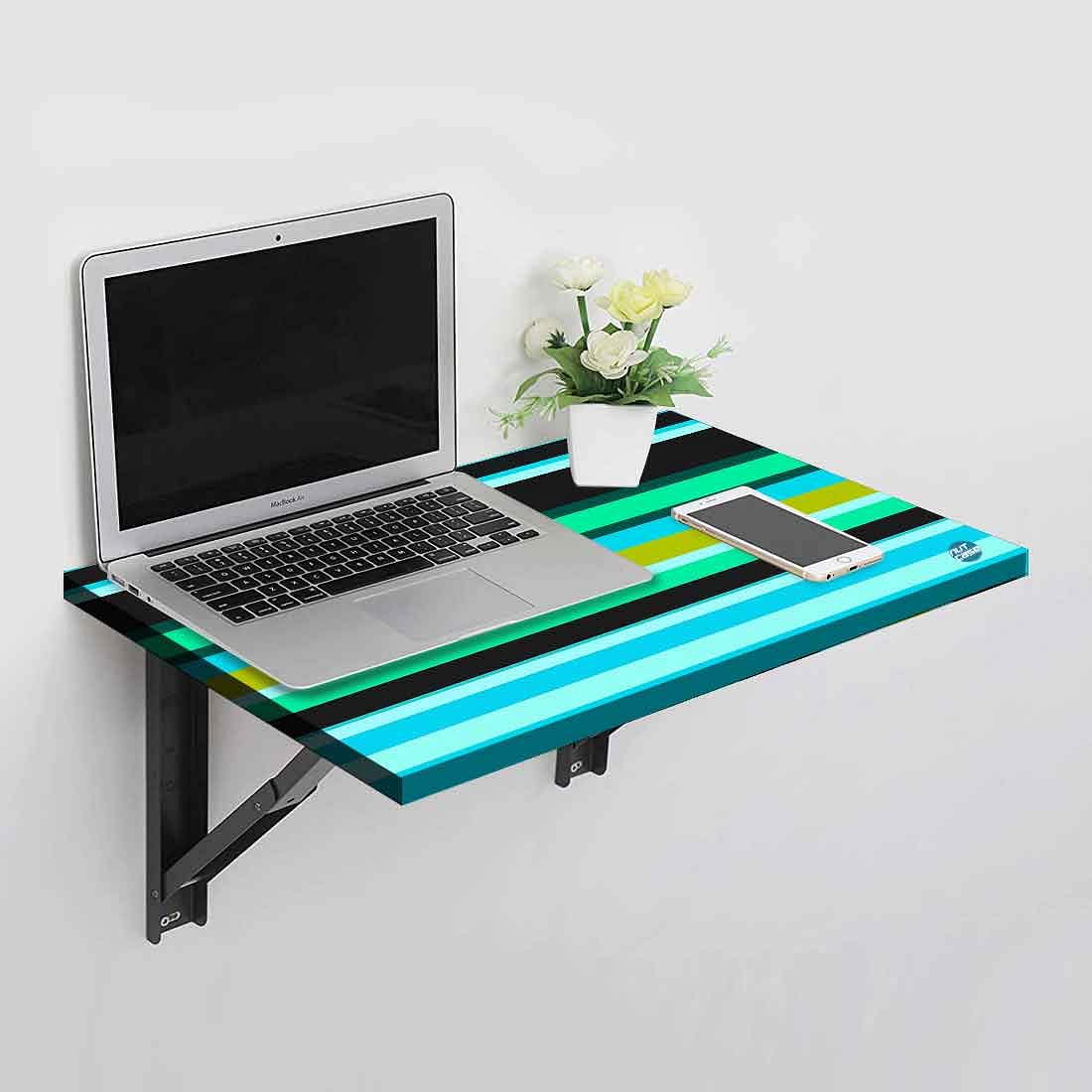 Foldable Study Table Wall Mounted - Neon Lines Nutcase