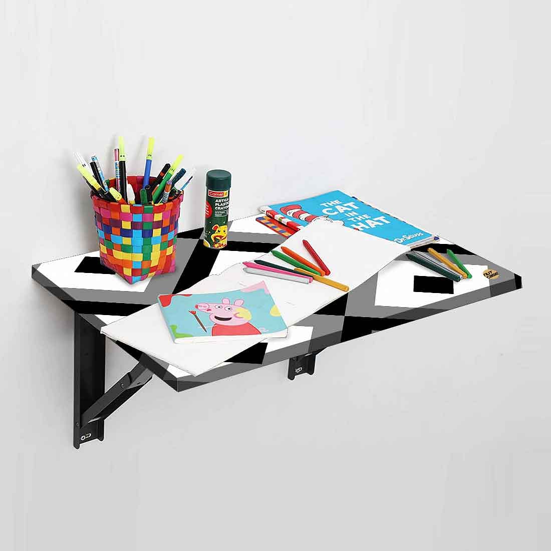 Kids Wall Mounted Study Table -  Diamond Black White Nutcase