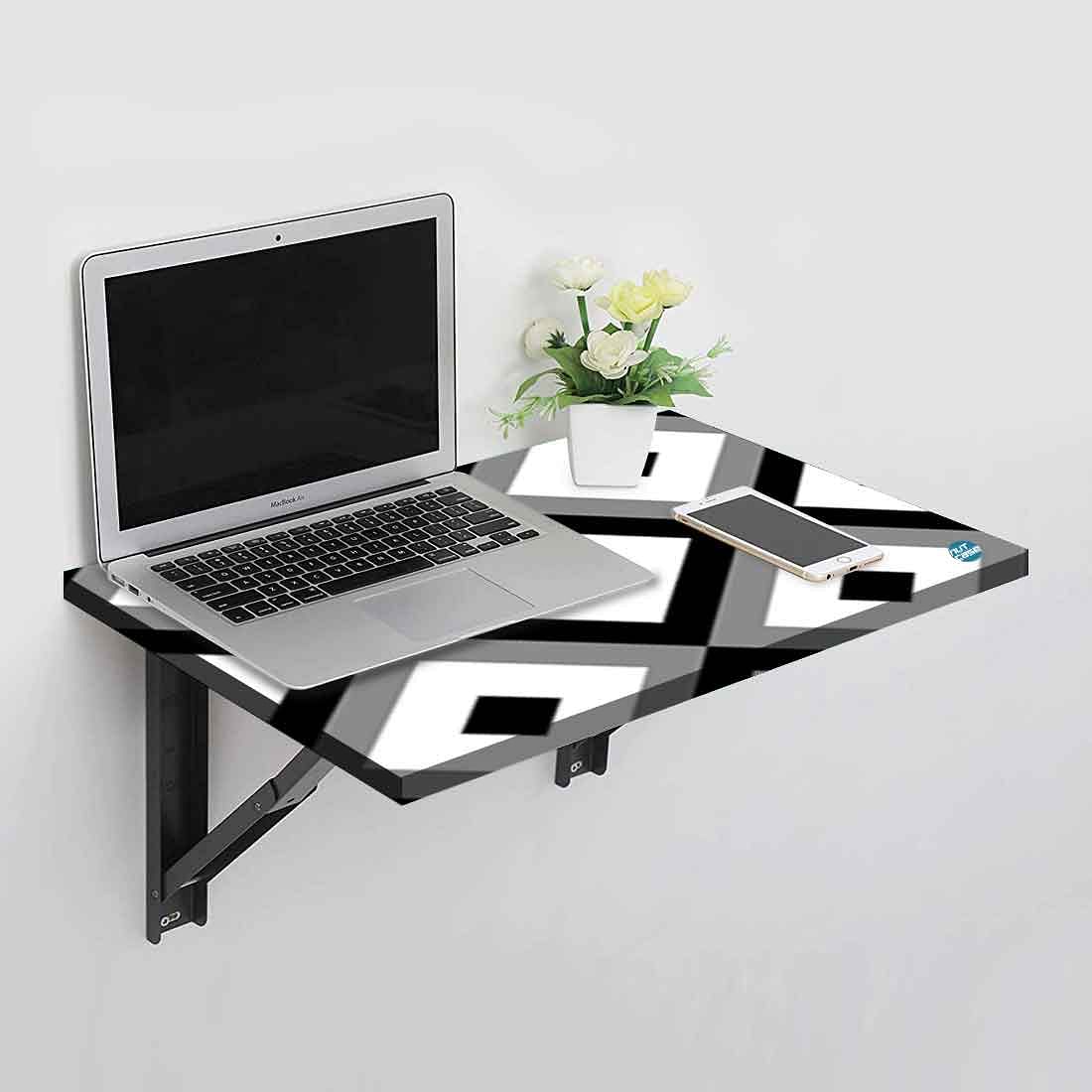 Kids Wall Mounted Study Table -  Diamond Black White Nutcase