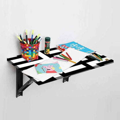 Wall Mounted Folding Study Table -  Black White Blocks Nutcase