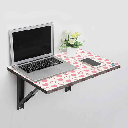 Nutcase Pink Hearts Study Table - Wall Mounted Nutcase