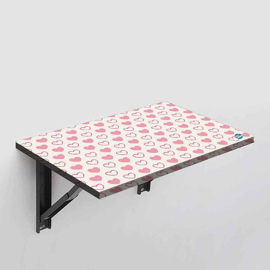 Nutcase Pink Hearts Study Table - Wall Mounted Nutcase