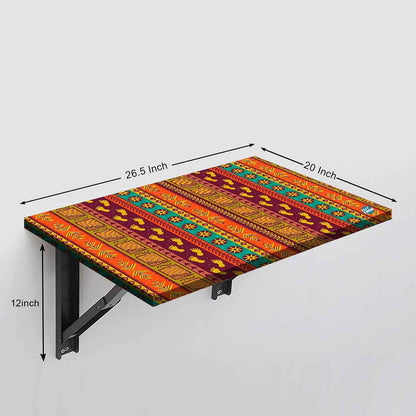 Wall Mounted Folding Study Table Study Table -  Aztec Pattern Nutcase