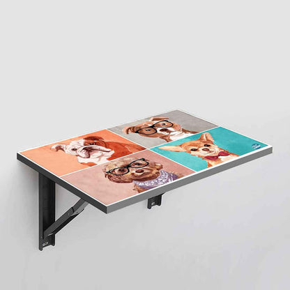 Wall Mounted Folding Study Table -  Cute Dogs Nutcase