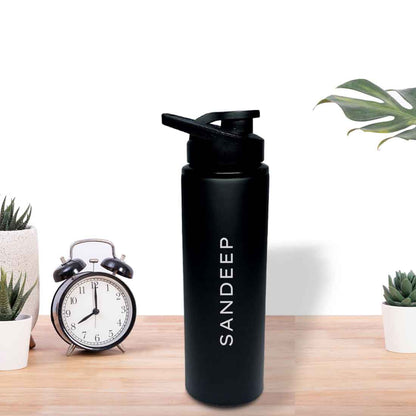 Personalized Flip Top Water Bottles for School Office Stainless Steel With Name Engraved