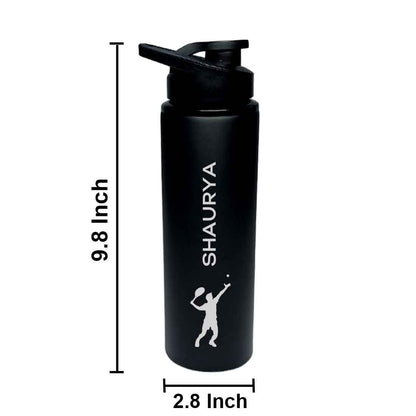 Personalised Stainless Steel Water Sipper Bottle for Fridge and Sports - Tennis Bottles