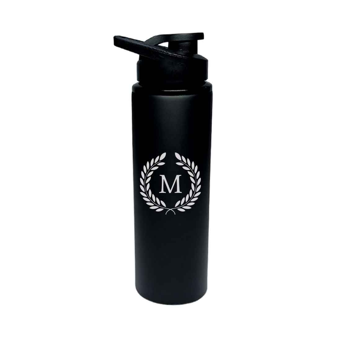 Customized Stainless Steel Water Sipper Bottle With Name Engraved - Initial