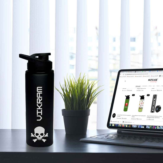 Personalized Engraved Drink Bottles Stainless Steel for Office Use - Cool Skull