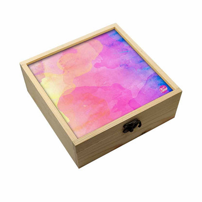 Jewellery Box Makepup Organizer -  Blue And Pink Watercolor Nutcase