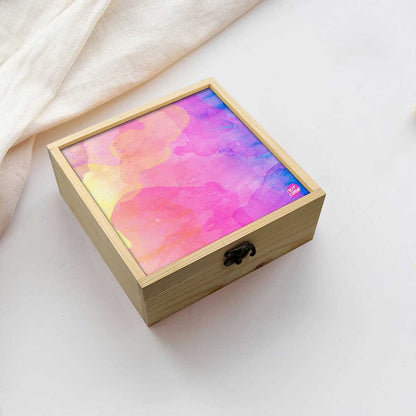 Jewellery Box Makepup Organizer -  Blue And Pink Watercolor Nutcase