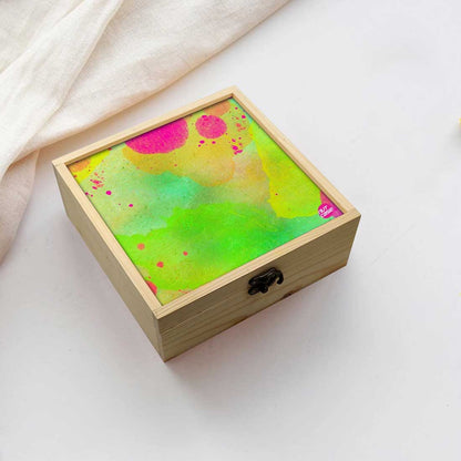 Jewellery Box Makepup Organizer -  Green Watercolor Nutcase