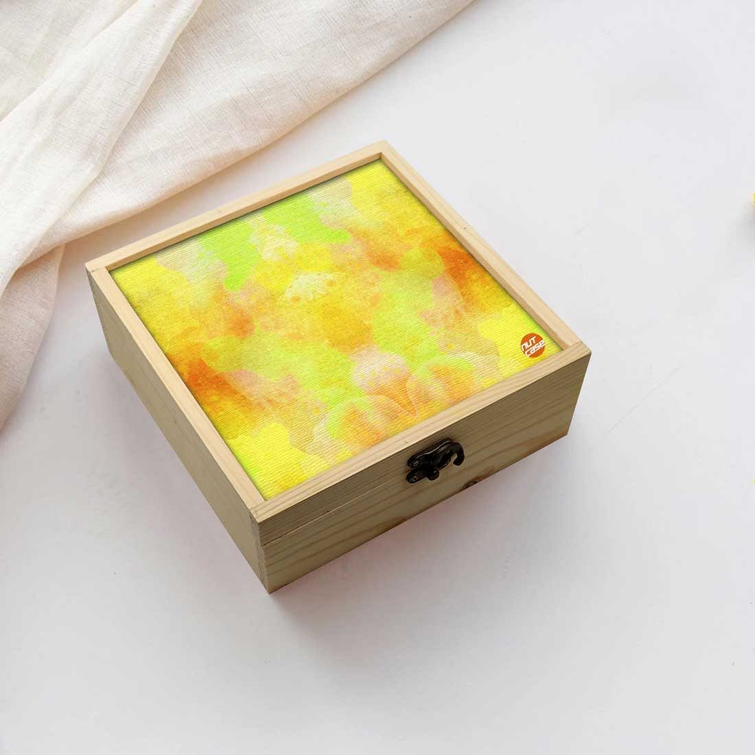 Jewellery Box Makepup Organizer -  Yellow Watercolor Nutcase