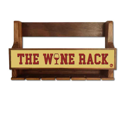 Wooden Wine Cabinet Rack Wall Mounted Mini Bar for 5 Bottles 6 Glasses Nutcase