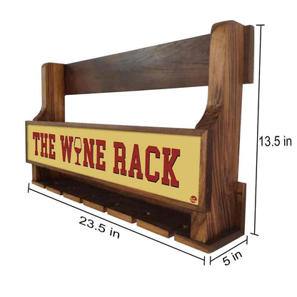 Wooden Wine Cabinet Rack Wall Mounted Mini Bar for 5 Bottles 6 Glasses Nutcase