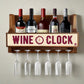 Wooden Wall Mounted Wine Rack Mini Bar for 5 Bottles 6 Glasses - Clock Nutcase