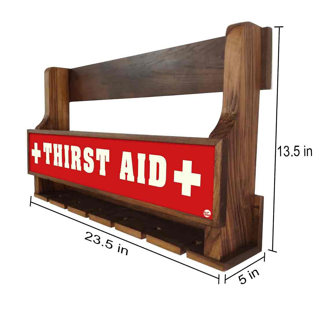 Wall Mounted Wooden Wine Rack Glass Holder Mini Bar for 5 Bottles 6 Glasses - First Aid Nutcase