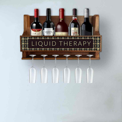 Wooden Wine Bottle Holder Mini Bar Cabinet for 5 Bottles 6 Glasses - Liquid Therapy Nutcase