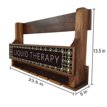 Wooden Wine Bottle Holder Mini Bar Cabinet for 5 Bottles 6 Glasses - Liquid Therapy Nutcase