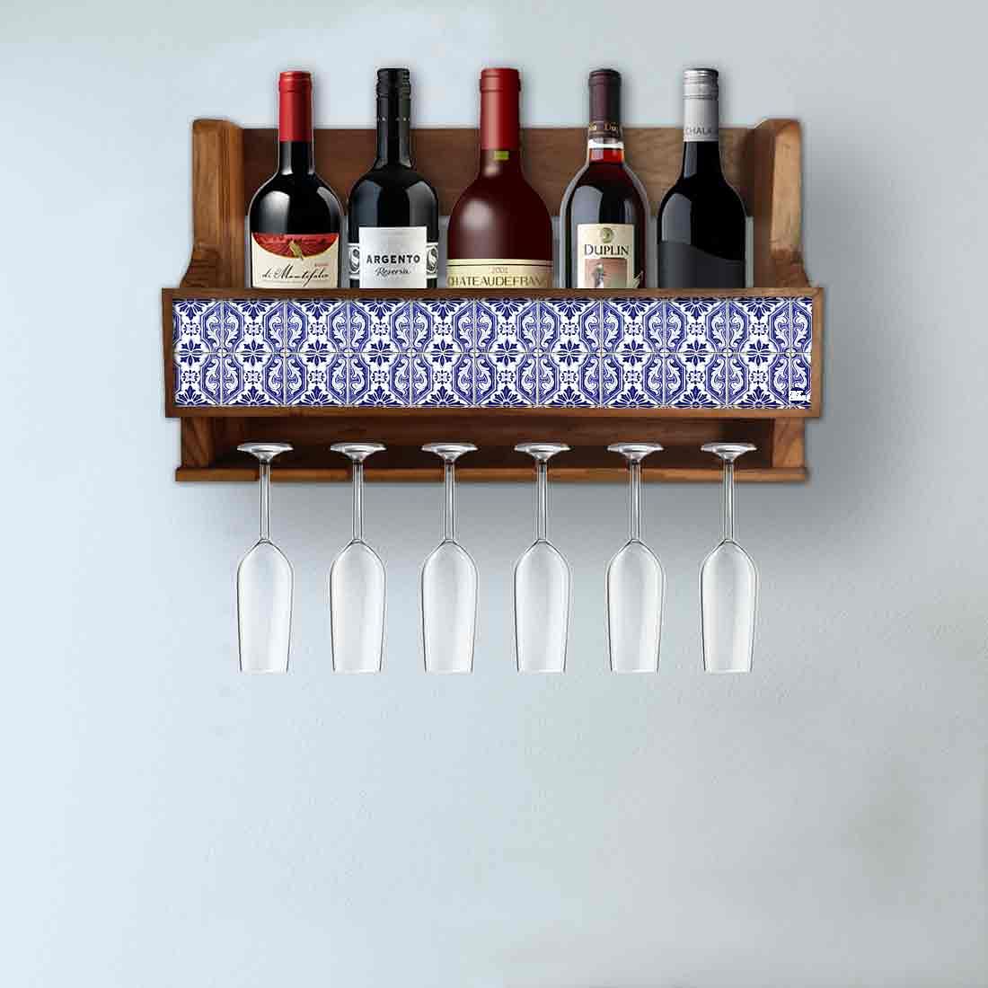 Wall mounted wine glass bottle display rack for inverted