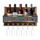 Wooden Wine Glass Wall Rack Cabinet for Living Room 5 Bottles 6 Glasses - Game Nutcase
