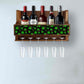 Wine Glass Cabinet Wall Mounted Mini Bar for 5 Bottles 6 Glasses - Leaves Nutcase