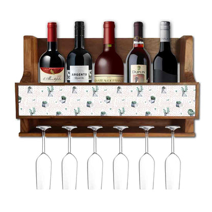 Wall mounted wine glass bottle display rack for inverted