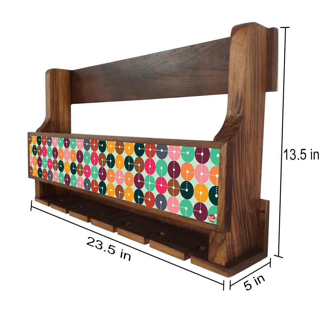 Nutcase Wall Mount Wine Holder Rack Wooden Mini Bar-Circles Retro Nutcase