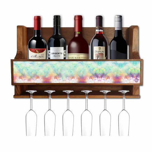 Nutcase Wall Mounted Wine Rack Mini Bar for 5 bottles 6 Glasses- Cloudy Nutcase