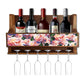 Nutcase Designer Wooden Wine Rack Gloss Holder, Teak Wood Wall Mounted Wine
 Cabinet , 5 bottle Hangers for 6 Wine Glasses -  Floral Vintage Nutcase