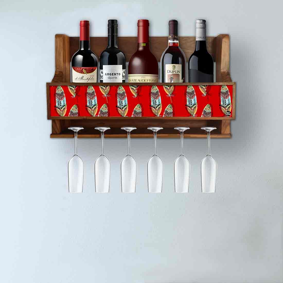 Wall mounted wine glass bottle display rack for inverted