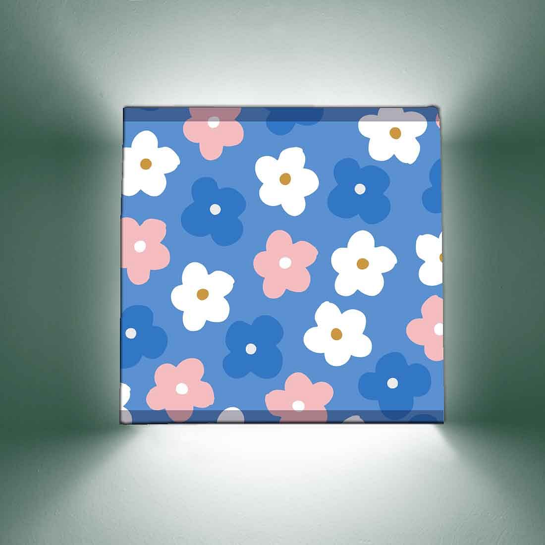 New Blue Wall Lamp - White & Pink Flower Nutcase