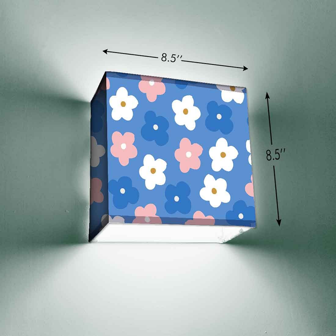 New Blue Wall Lamp - White & Pink Flower Nutcase