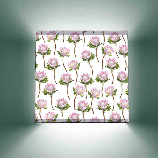 Pretty Square Wall Lamp  -  Pink Flower Nutcase