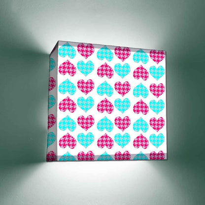 Cute Designer Wall Lamp - Blue Pink Hearts Nutcase