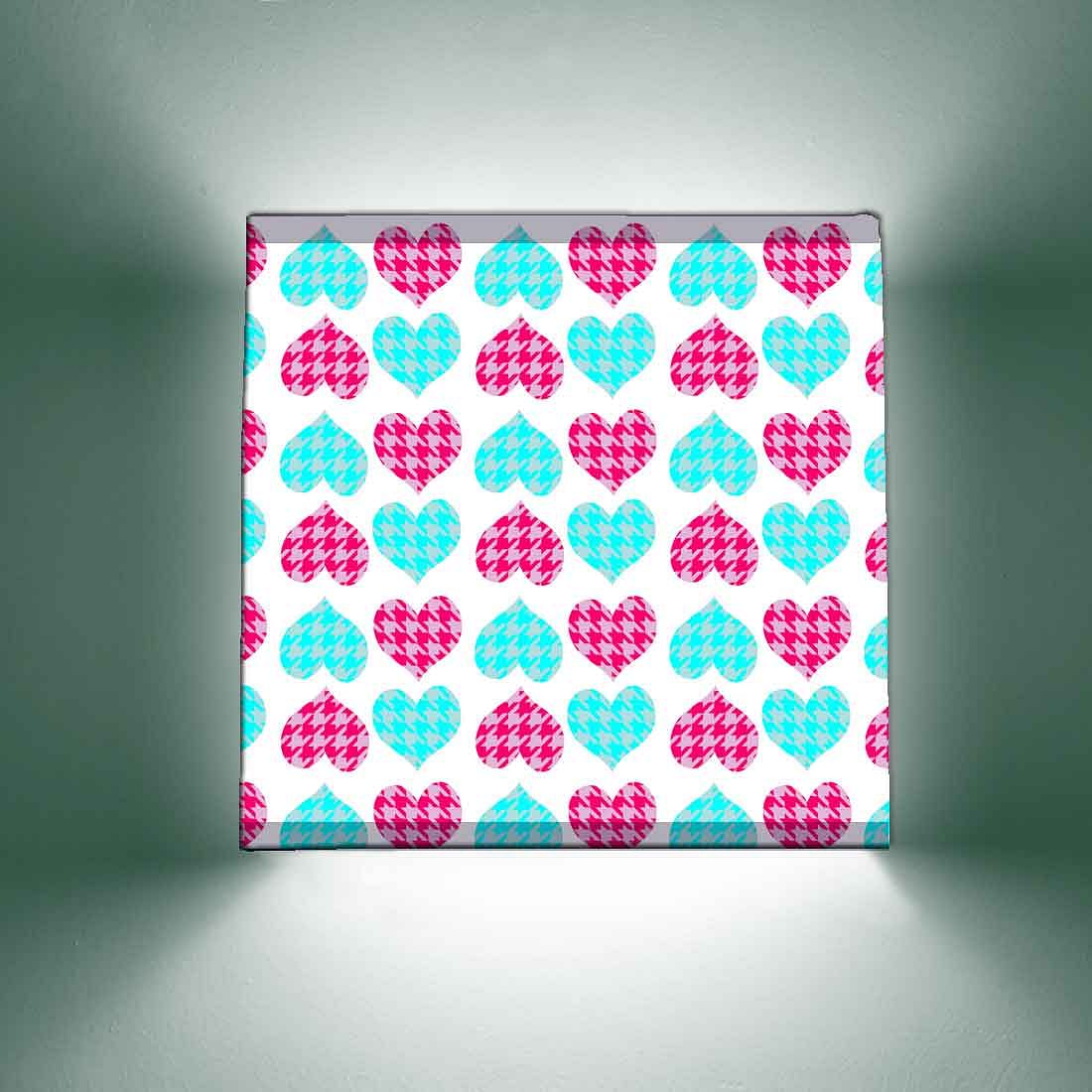 Cute Designer Wall Lamp - Blue Pink Hearts Nutcase