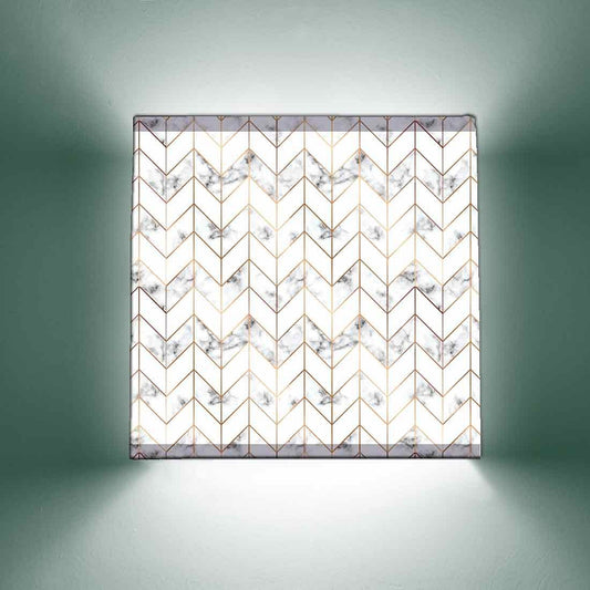 White Square Wall Lamp  -  Zig-Zag Lines Nutcase