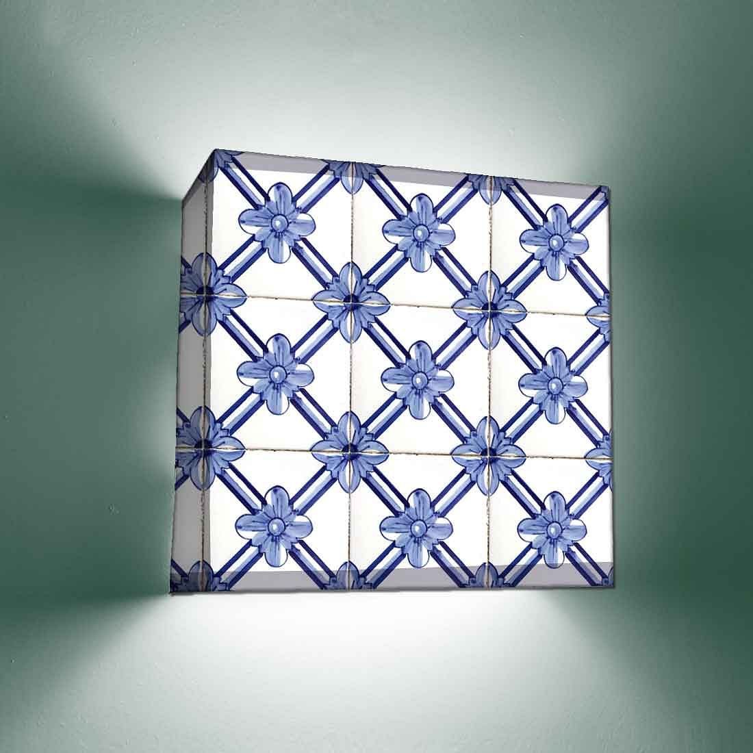 Amazing Square Wall Lamp  -  Blue Flower Nutcase