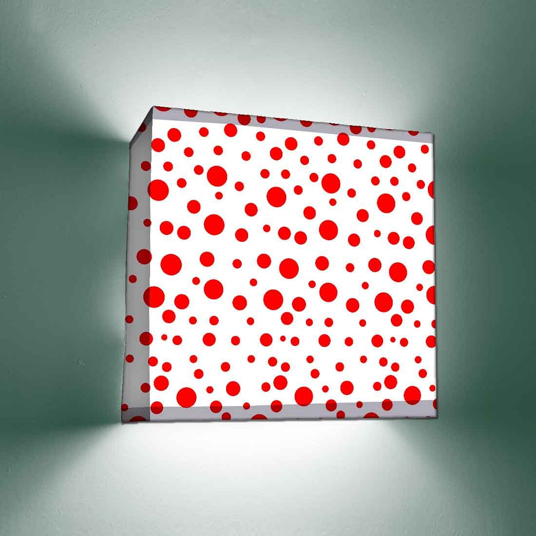 White Square Wall Lamp - Red Dots Nutcase