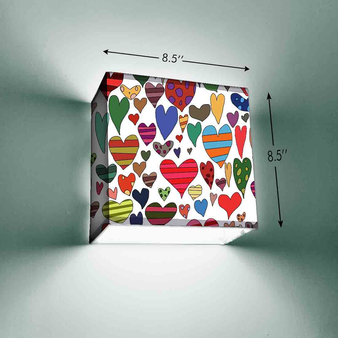 Latest Square Wall Lamp - Colorful Hearts Nutcase