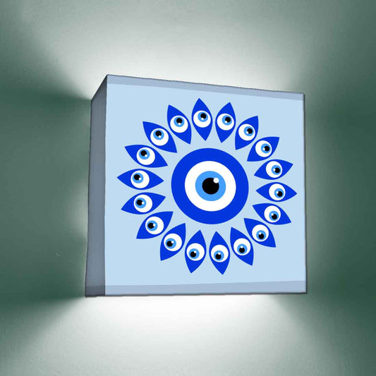 Square Wall Mount Night Lamp for Living Room Decor - Evil Eye Protector Nutcase