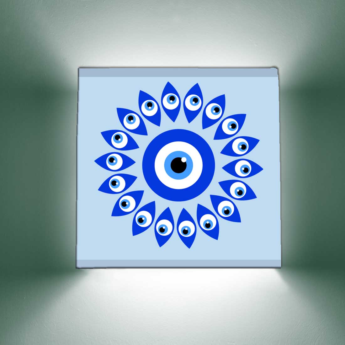 Square Wall Mount Night Lamp for Living Room Decor - Evil Eye Protector Nutcase
