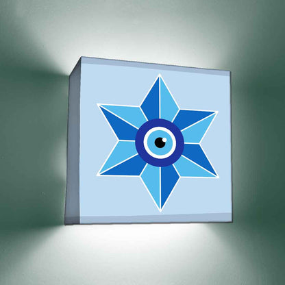 Square Wall Mount Night Lamp for Living Room Decor - Evil Eye Protector Nutcase