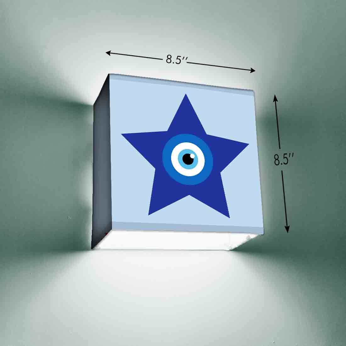 Square Wall Mount Night Lamp for Living Room Decor - Evil Eye Protector Nutcase