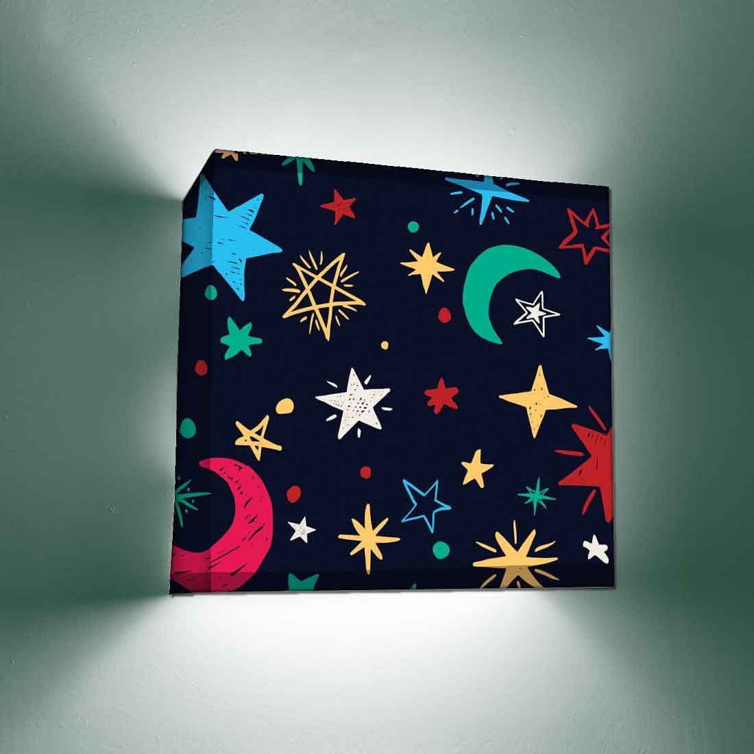 Kids Square Wall Lamp  - Moon and Stars Nutcase