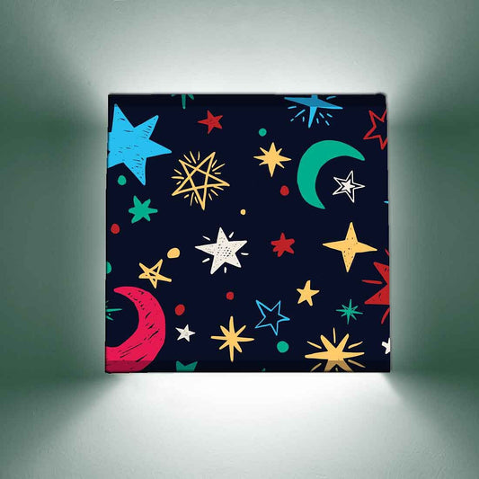 Kids Square Wall Lamp  - Moon and Stars Nutcase