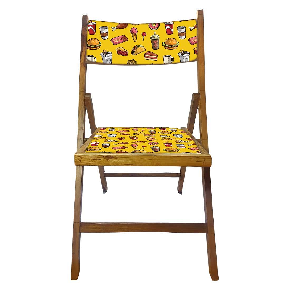 Nutcase Teak Wood Folding Chair For Adults - Breakfast Yellow Nutcase